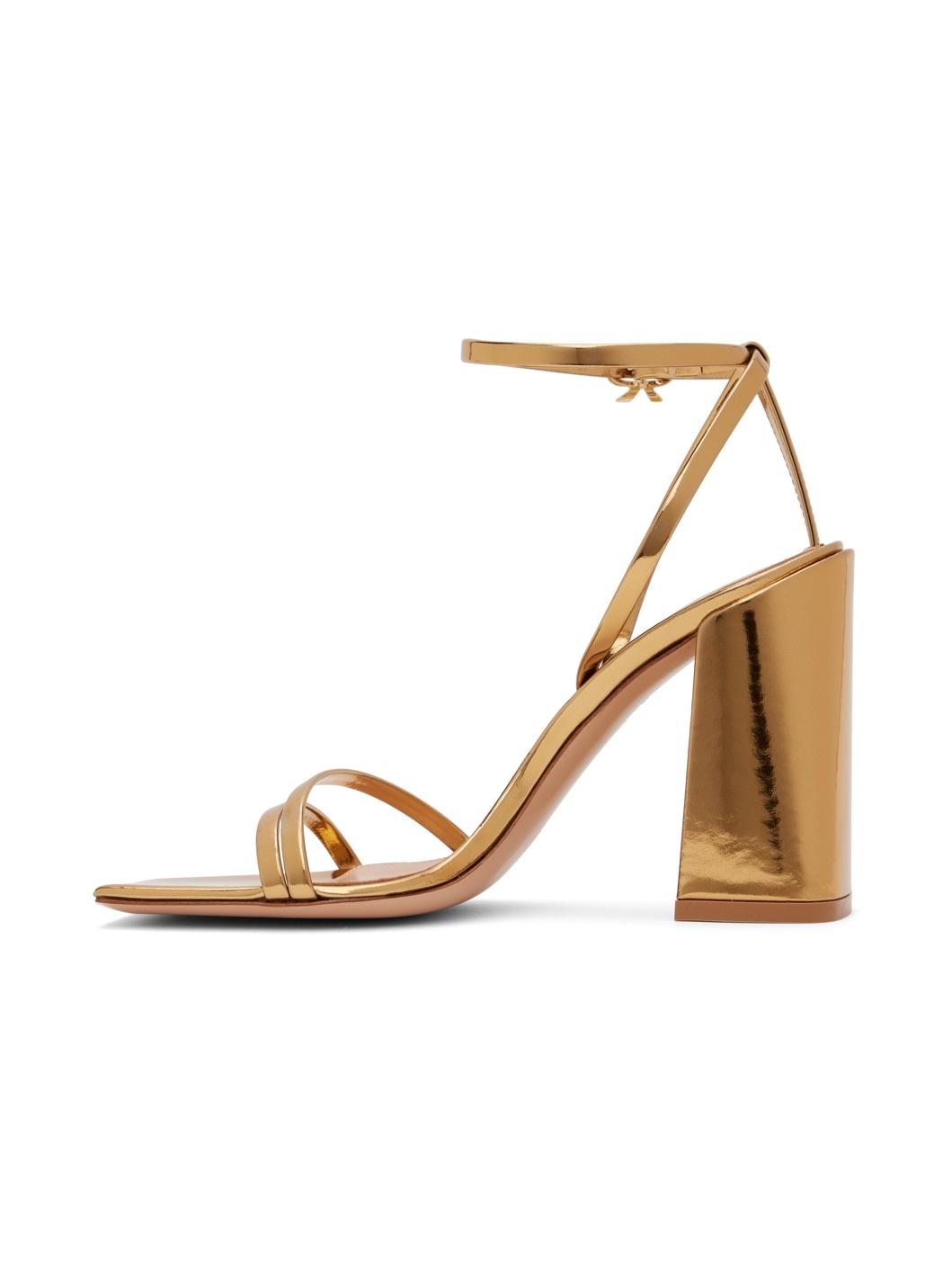 Gold Metallic Heeled Sandals - 3