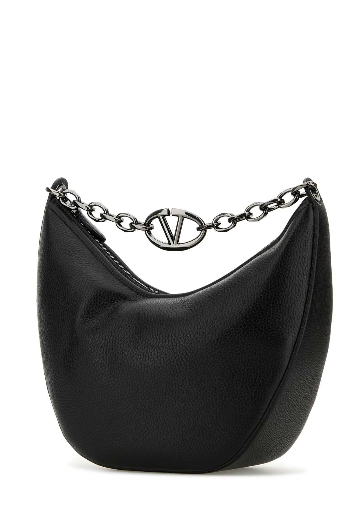 Valentino Garavani Men Black Leather Hobo Vlogo Moon Shoulder Bag - 2
