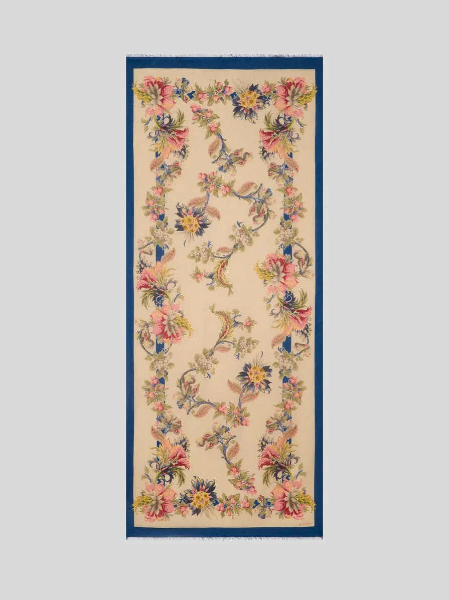MODAL AND CASHMERE JACQUARD SCARF WITH FLORAL MOTIF - 1