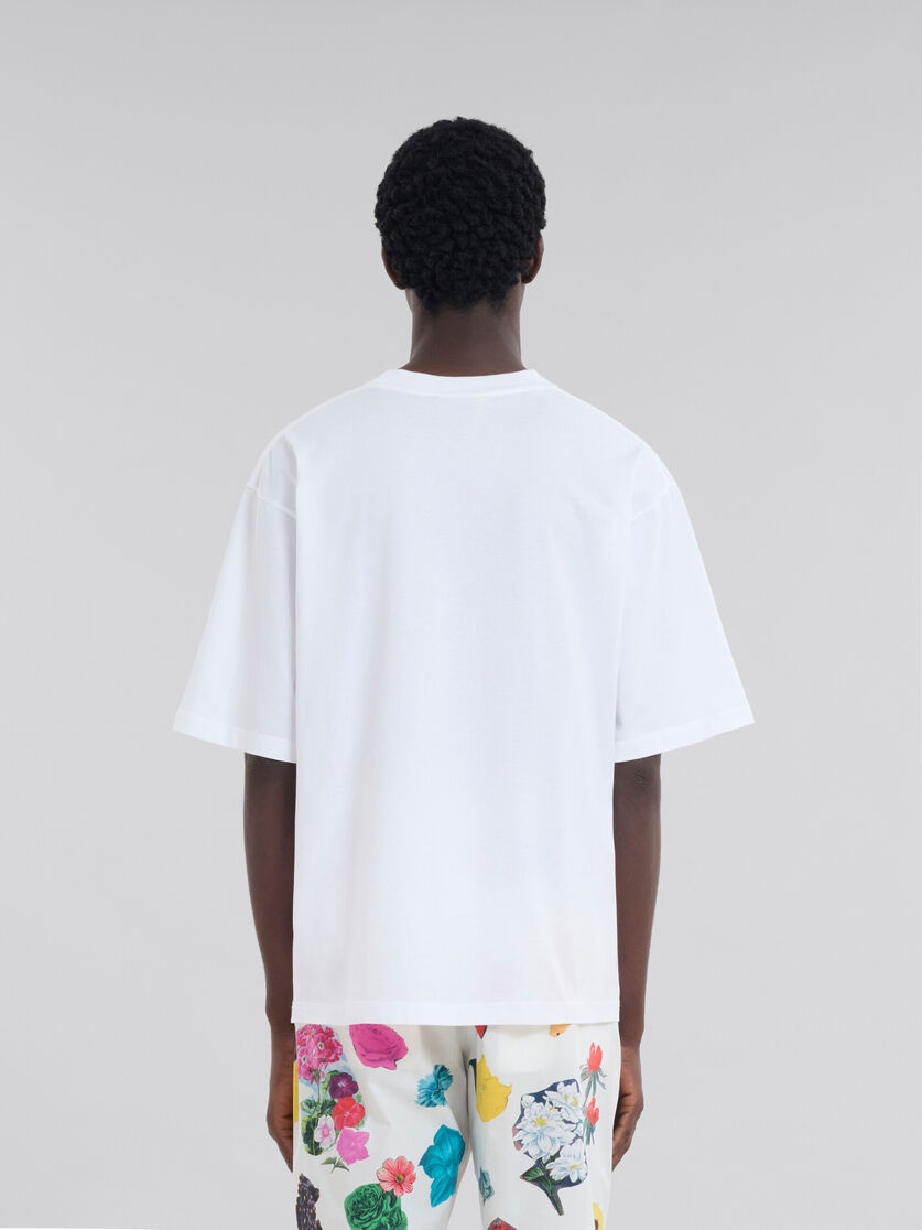 WHITE COTTON T-SHIRT WITH BOUQUET MARNI LOGO - 3