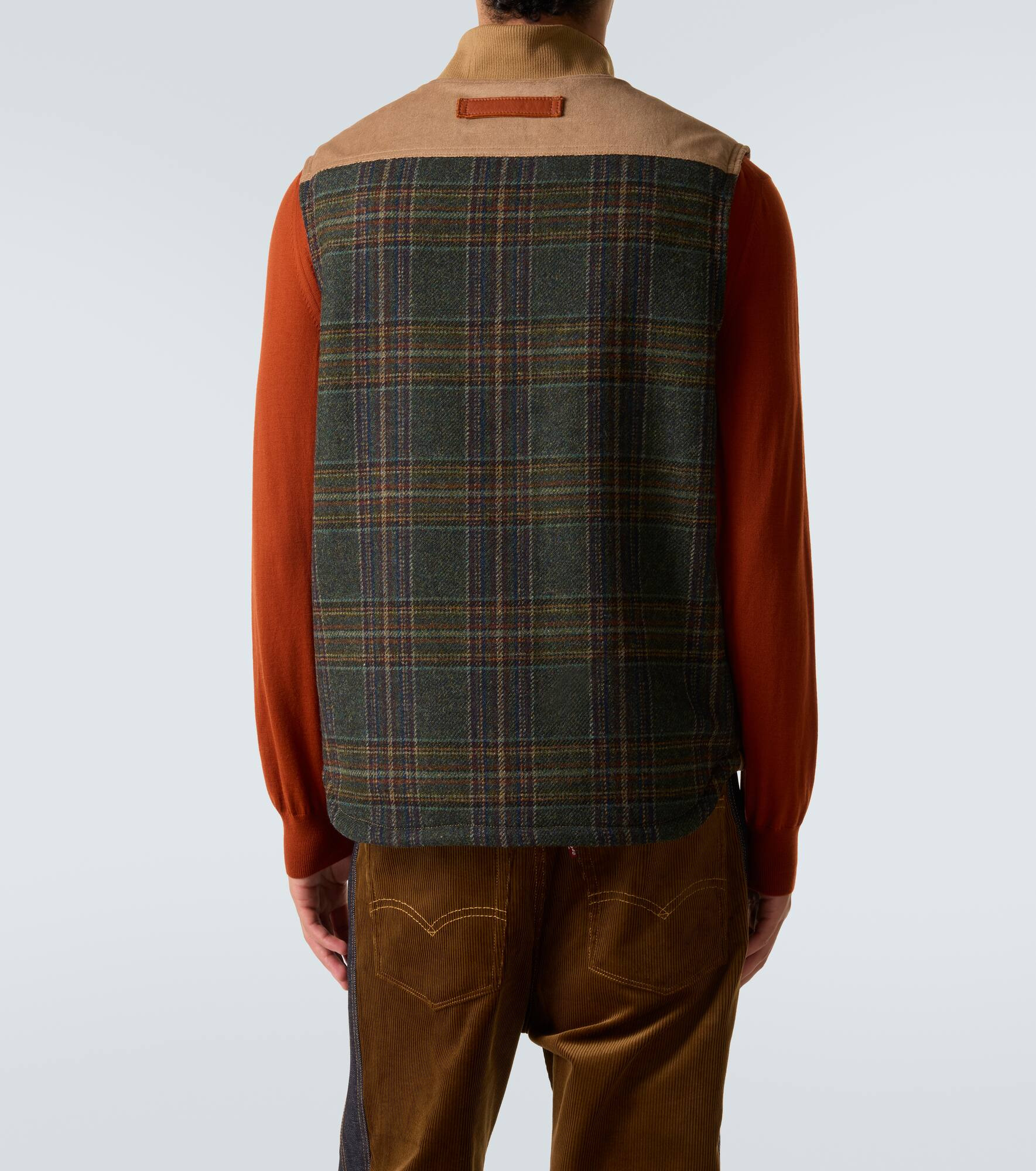 Leather-trimmed cotton and wool vest - 4