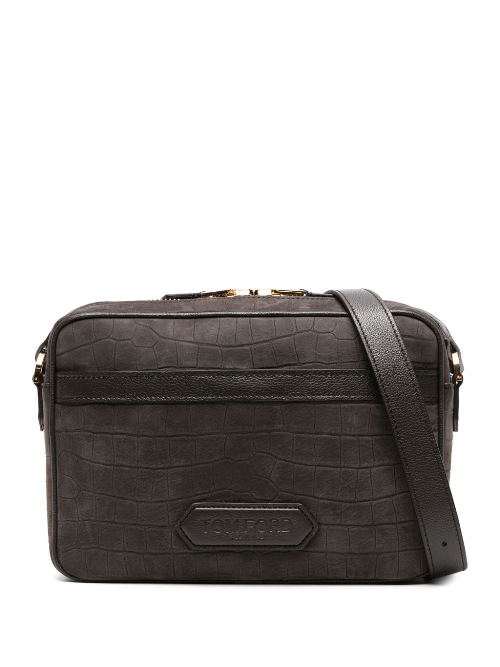 crocodile-embossed messenger bag - 1