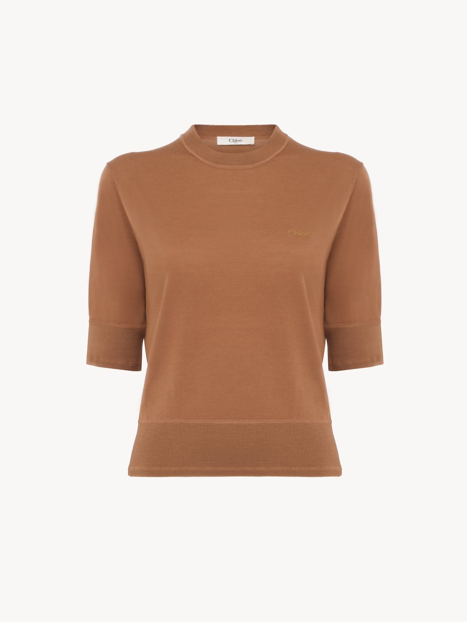 SHORT-SLEEVE LOGO SWEATER IN A FINE MERINO WOOL KNIT - 2