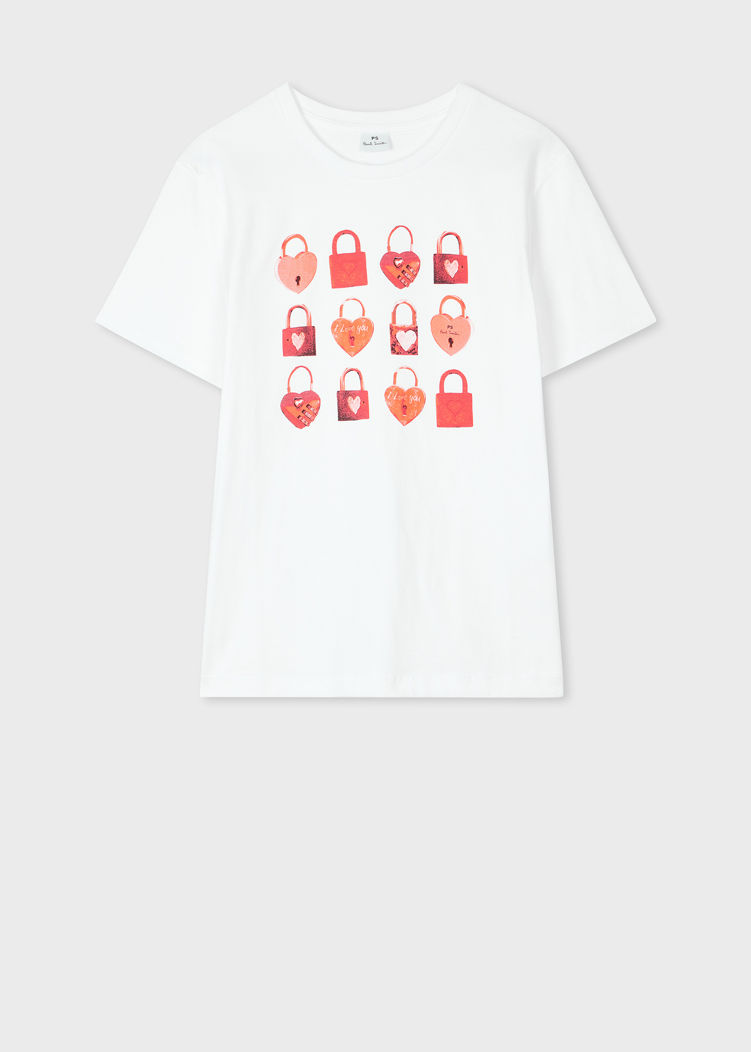 Women's White 'Heart Padlock' T-Shirt - 1