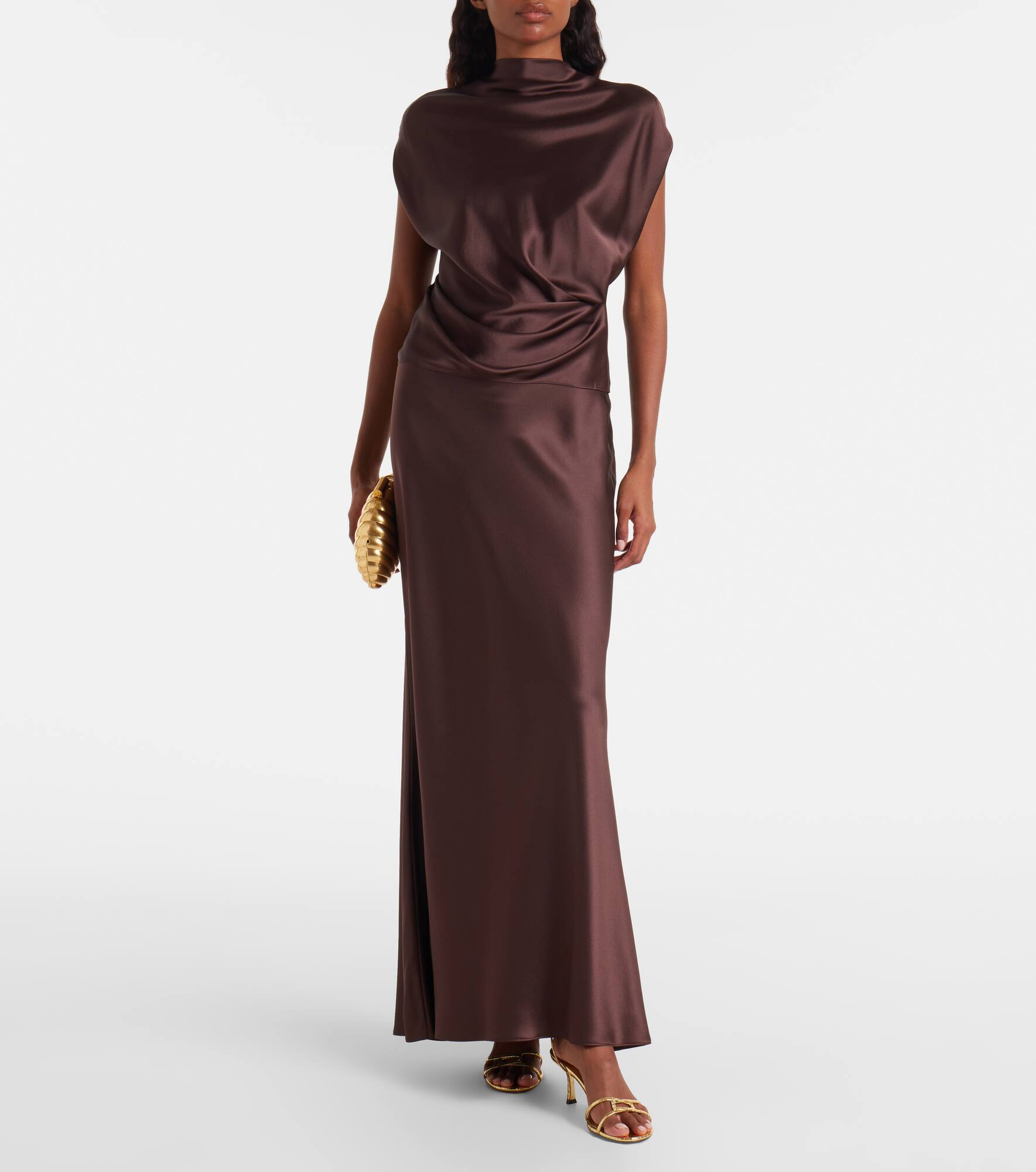 Draped silk satin top - 2