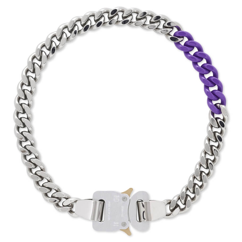 1017 ALYX 9SM COLORED LINK BUCKLE NECKLACE - SILVER/PURPLE - 1
