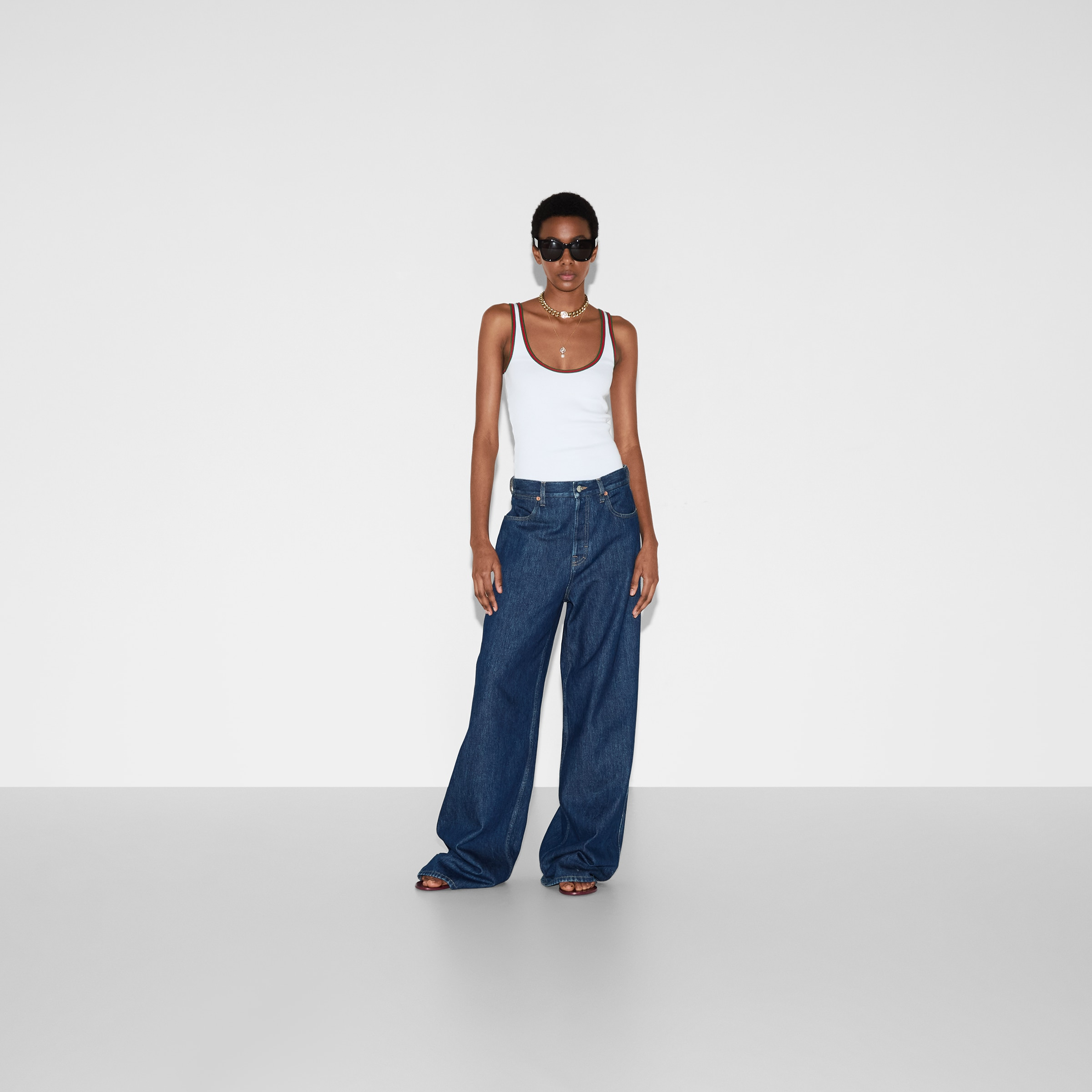 Wide leg denim pants - 2