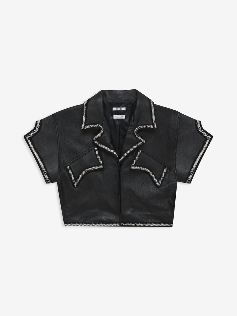 LACE TRIM LEATHER SHIRT 1