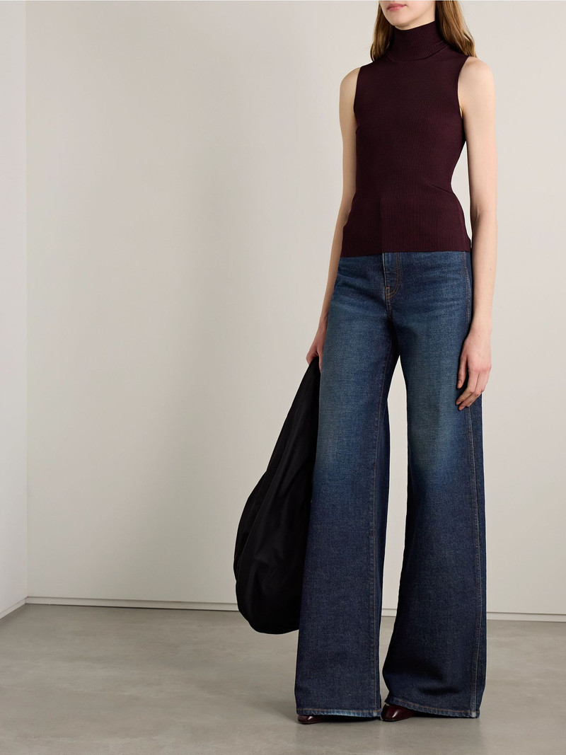 KHAITE Dane high-rise wide-leg jeans Dark denim outlook