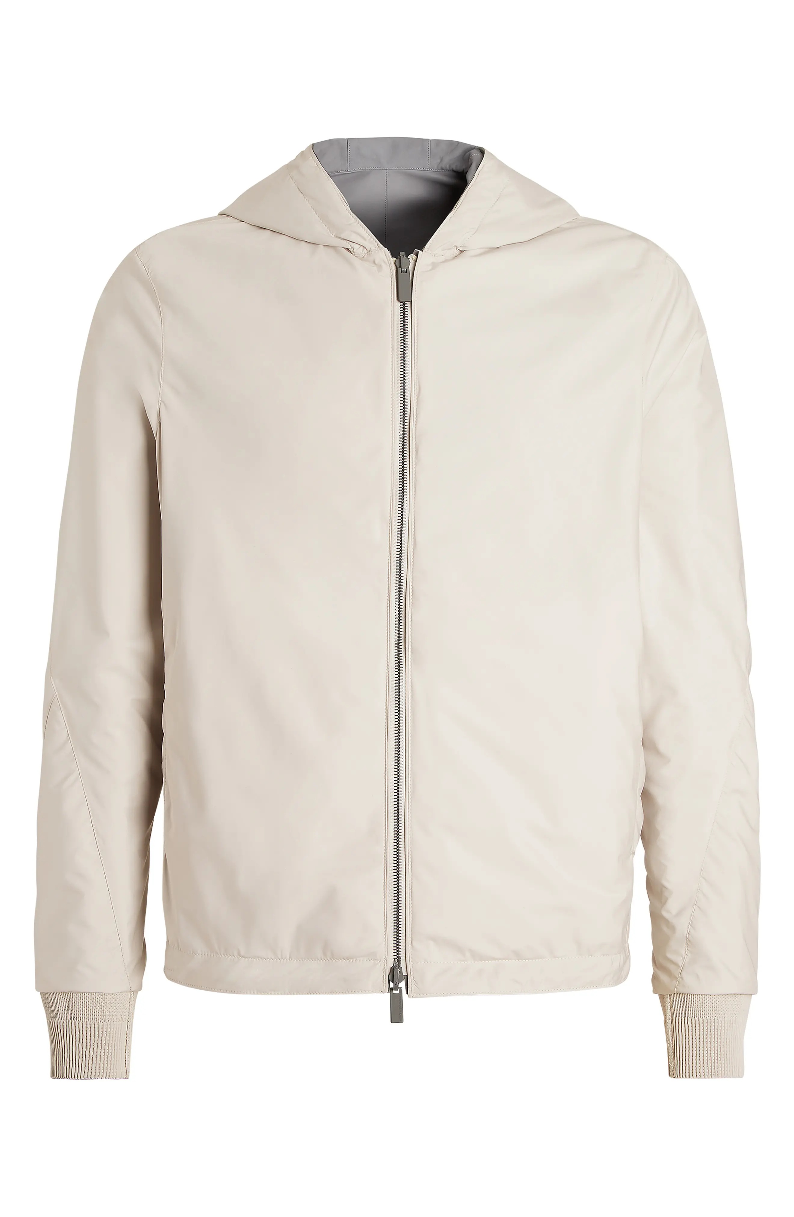 Reversible Calfskin Nappa & Technical Zip Hooded Jacket - 4