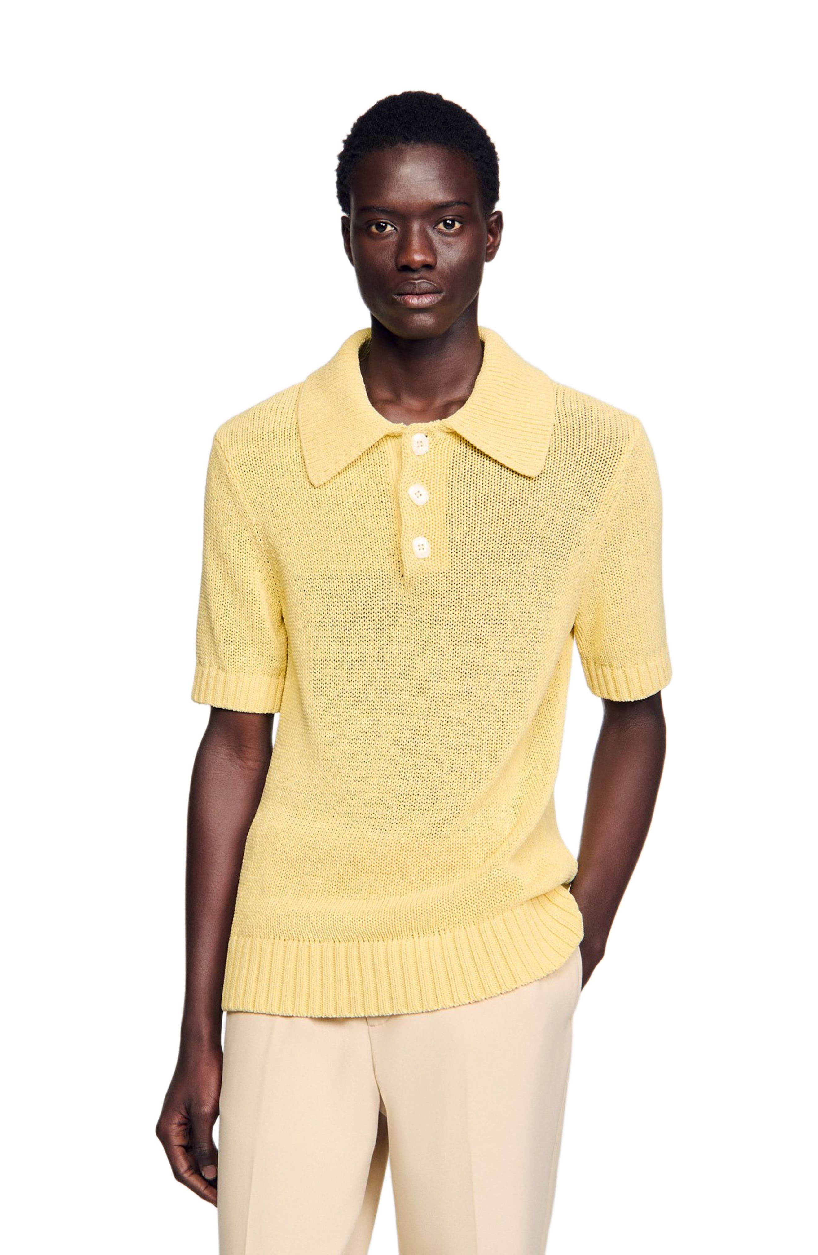 SANDRO Knit polo shirt in Yellow at Nordstrom - 3