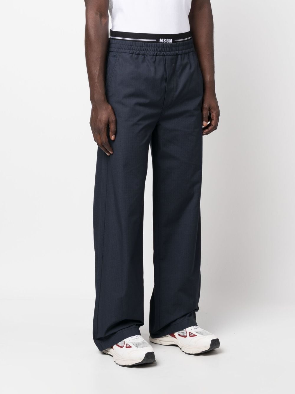 logo-waistband straight-leg trousers - 3