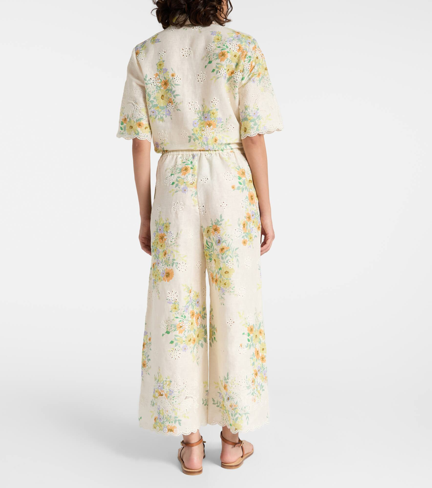 Juliette floral linen wide-leg pants - 3