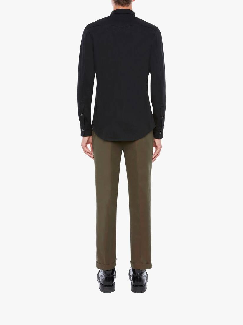Selvedge Tape Denim Shirt in Black - 4