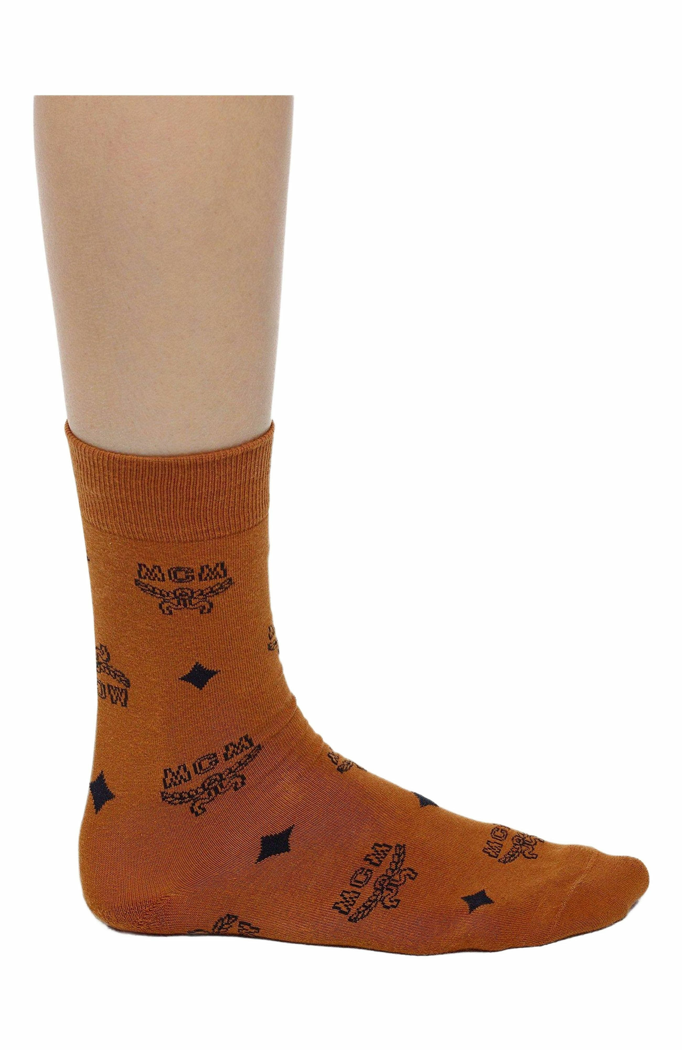 MCM Monogram Knit Socks in Cognac at Nordstrom - 4