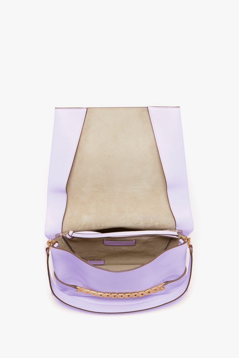 Chain Pouch with Strap in Lilac Leather 3