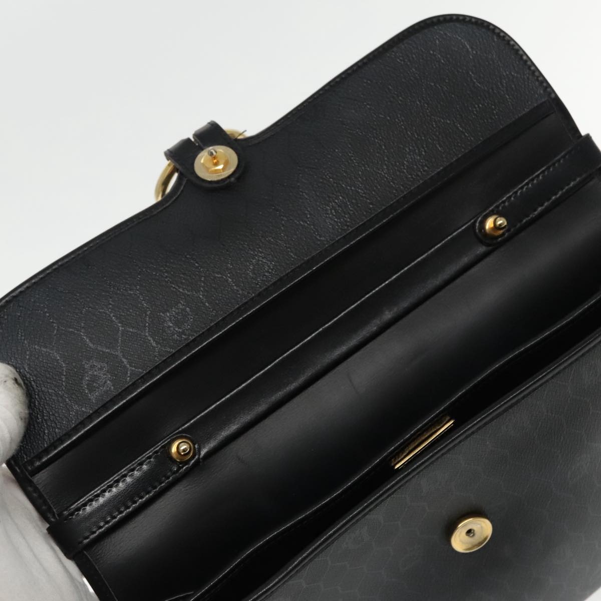 DIOR Honeycomb Canvas Hand Bag Black Gold - 10