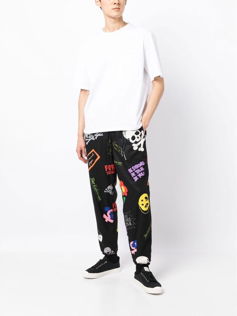 mastermind JAPAN graphic-print drawstring track pants outlook