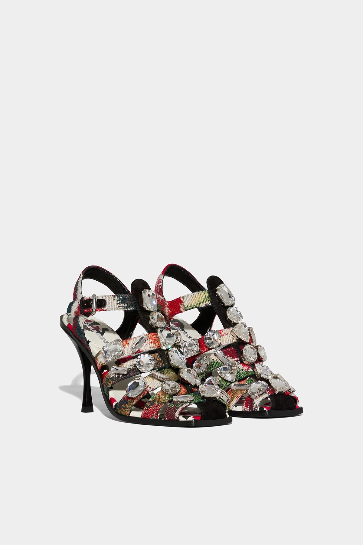 GRAPHIC JACQUARD HEELED SANDALS - 3