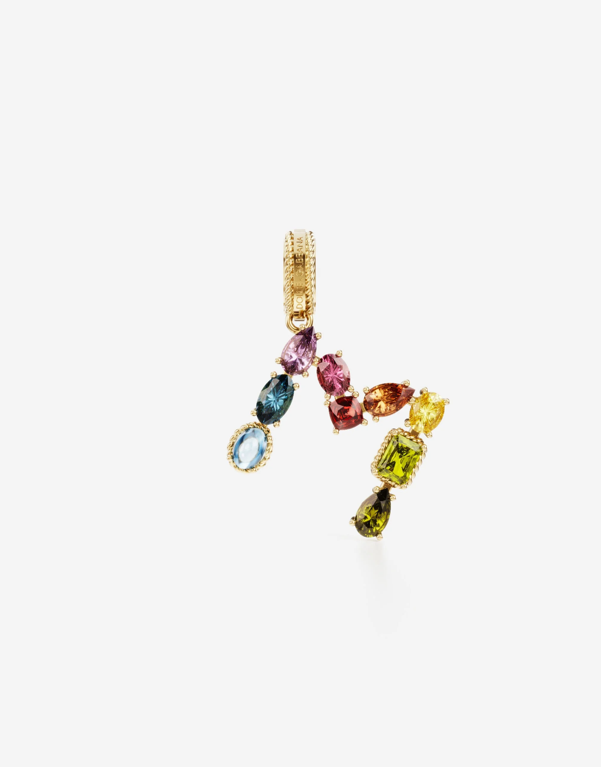 Charm M Lettering 18-carat yellow gold and multicolored gems - 1