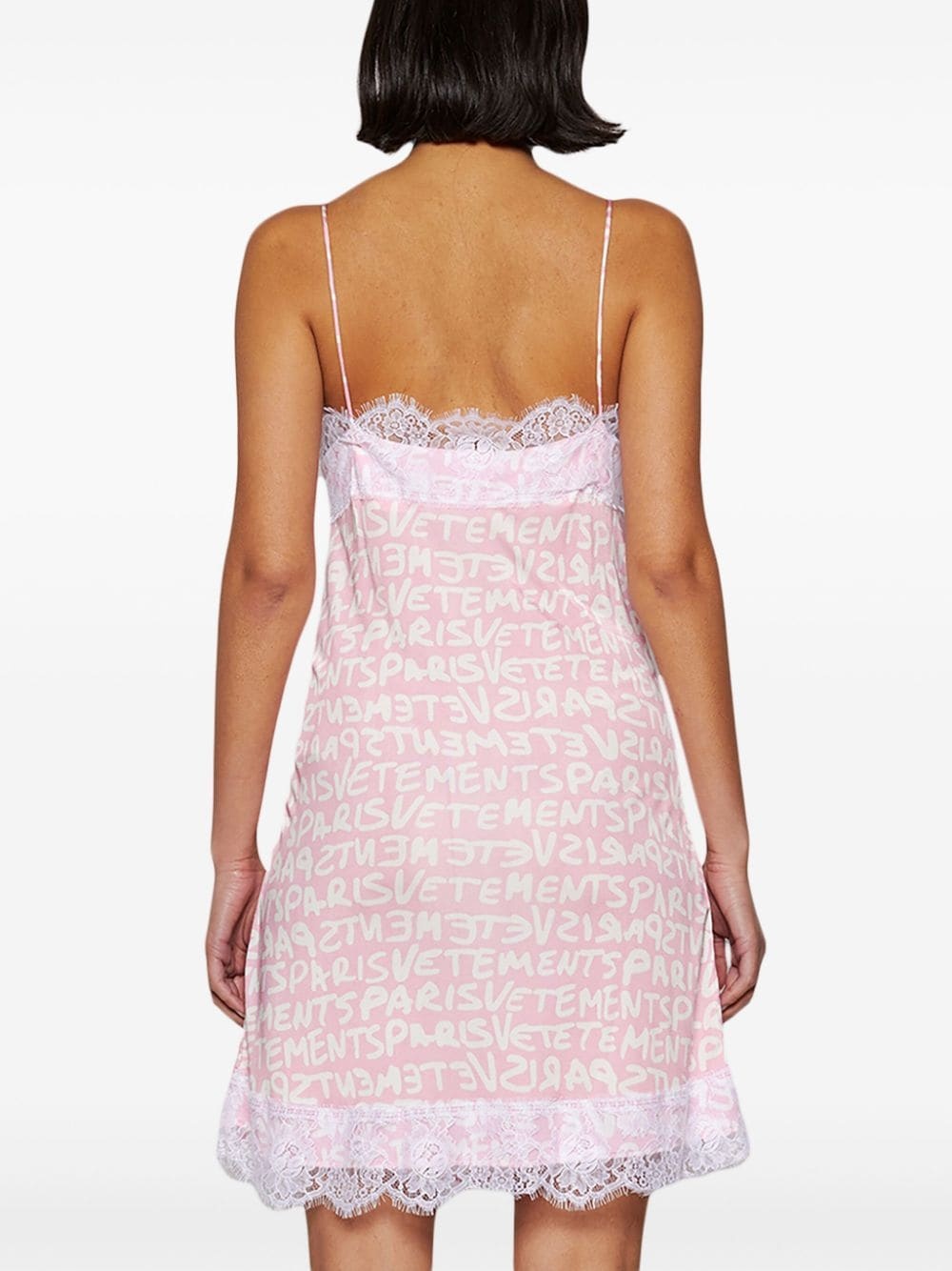 logo-print lace-trim minidress - 5
