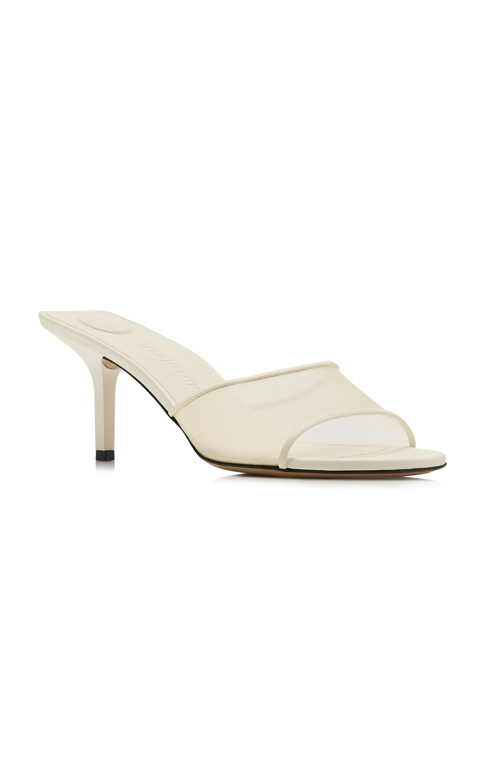 Cubisto Leather-Trimmed Mesh Mules white - 4