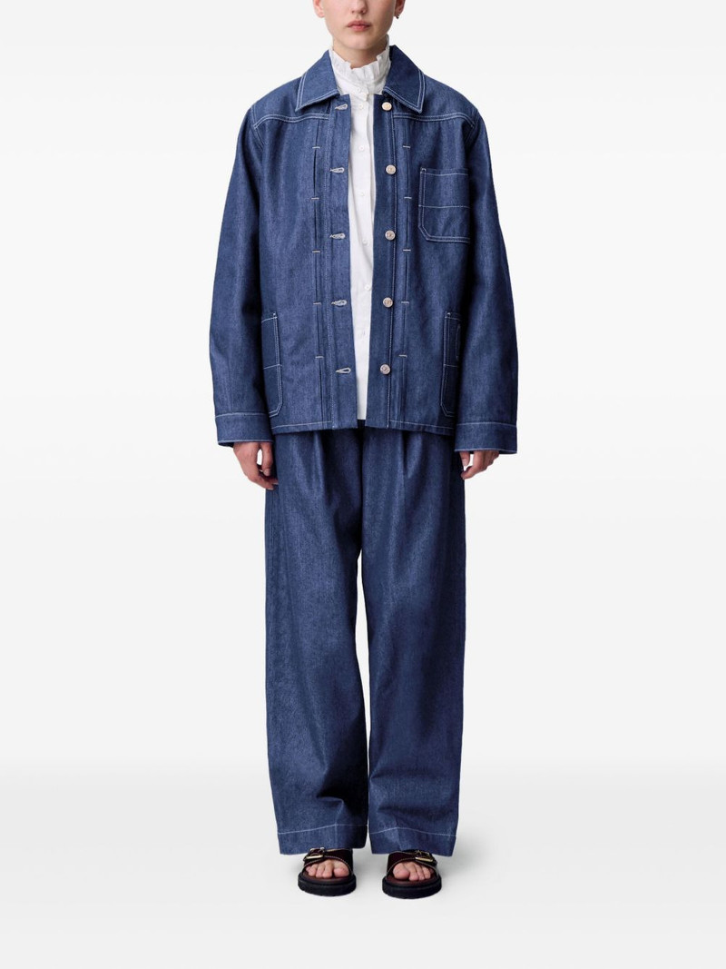 Claudie Pierlot embroidered-pocket denim jacket outlook