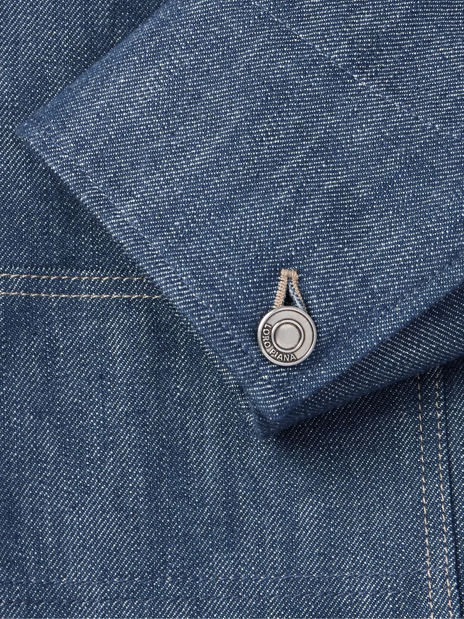 Conley Corduroy-Trimmed Austin Denim Jacket Blue - 6