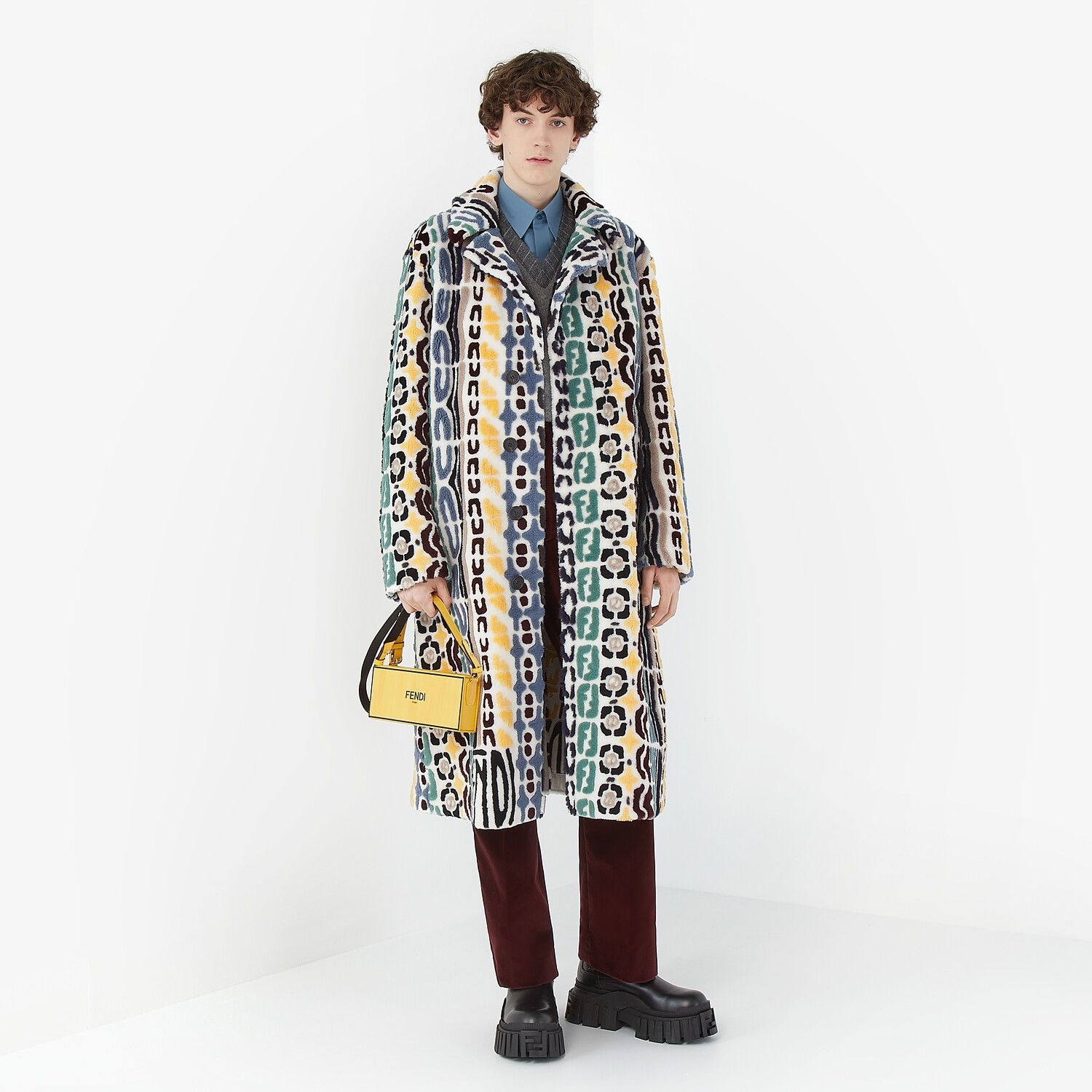 Multicolor shearling coat - 4