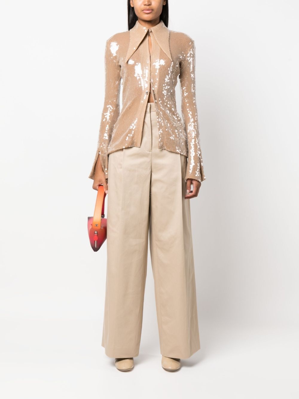 wide-leg gabardine trousers - 2