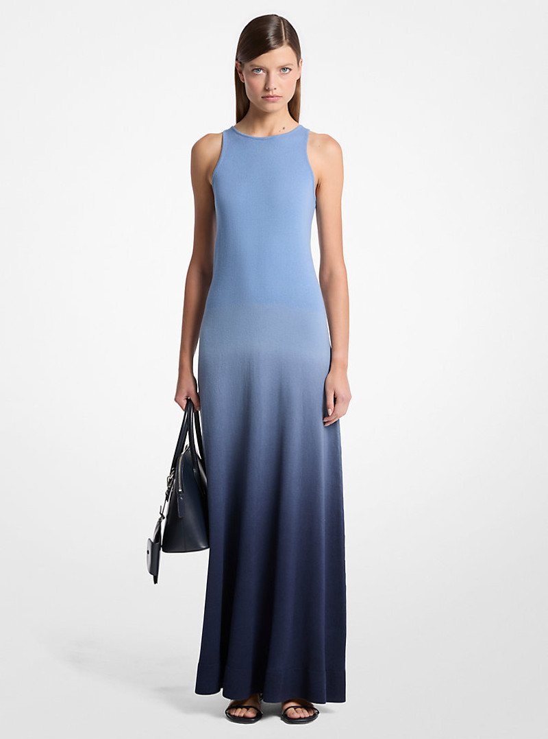 Ombré Cashmere Racerneck Dress 1