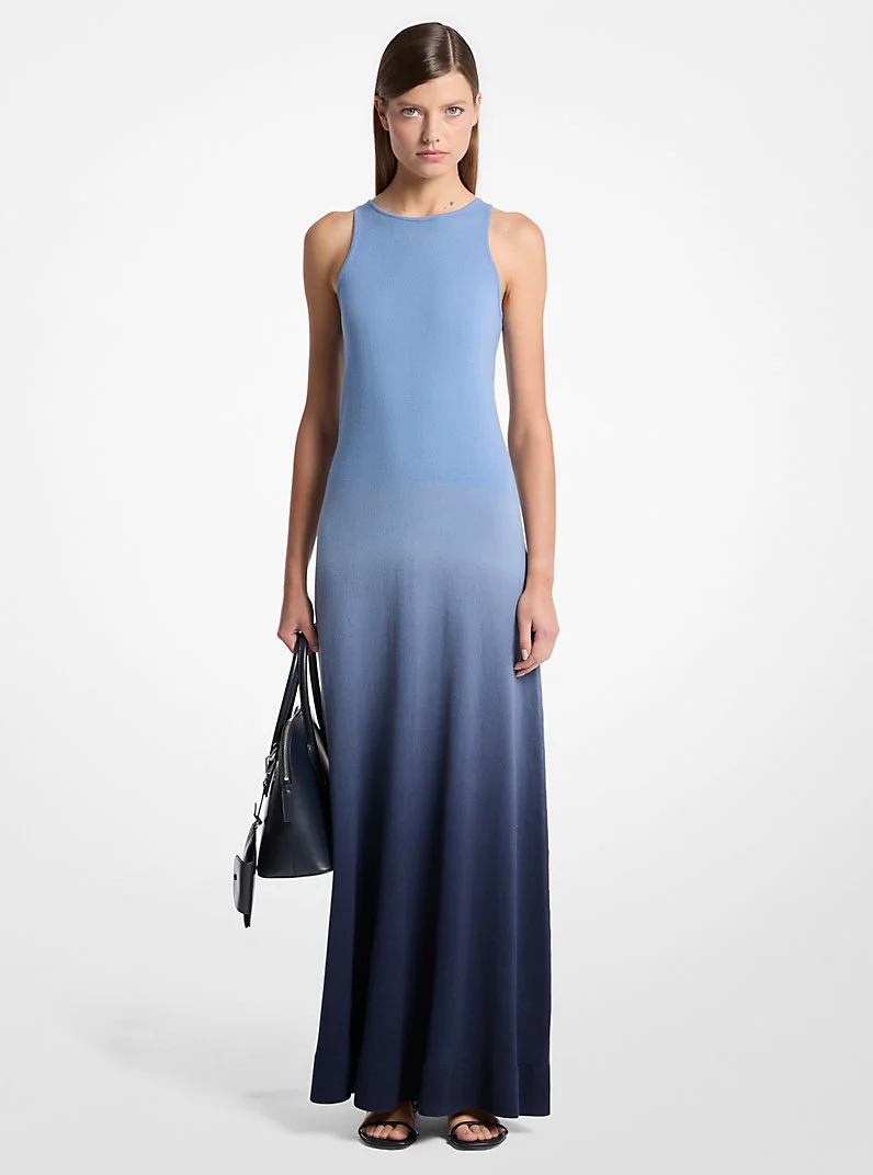 Ombré Cashmere Racerneck Dress - 1