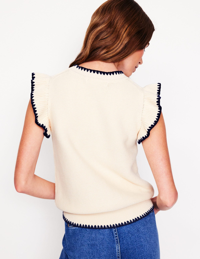 Lena Stitch Detail Vest-Warm Ivory 5