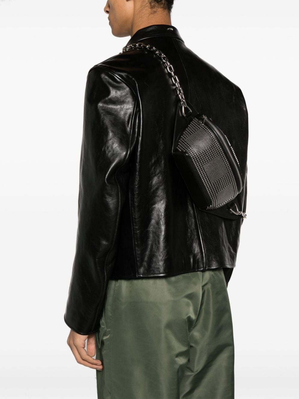 stud-embellished leather messenger bag - 2