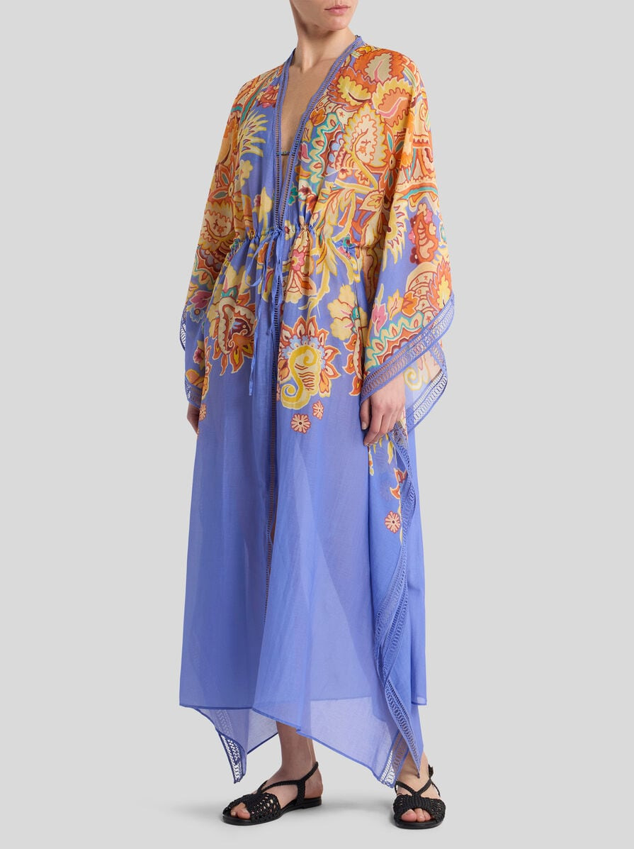 COTTON AND SILK KAFTAN WITH PRINT - 3