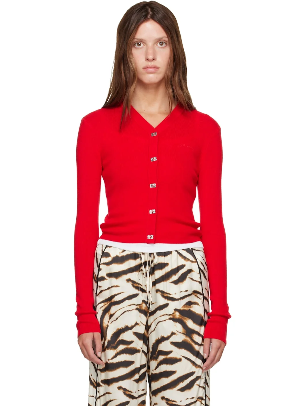 Red Merino Cardigan - 1
