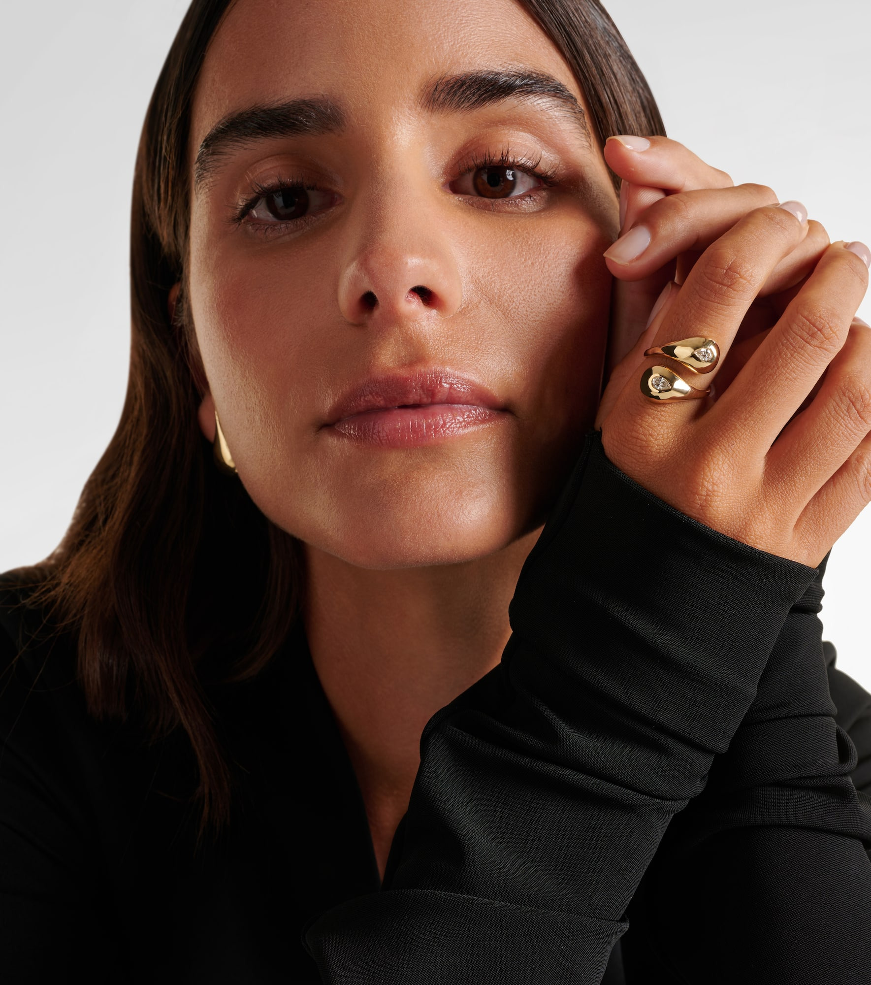 Water Droplet 14kt gold ring with diamonds - 3