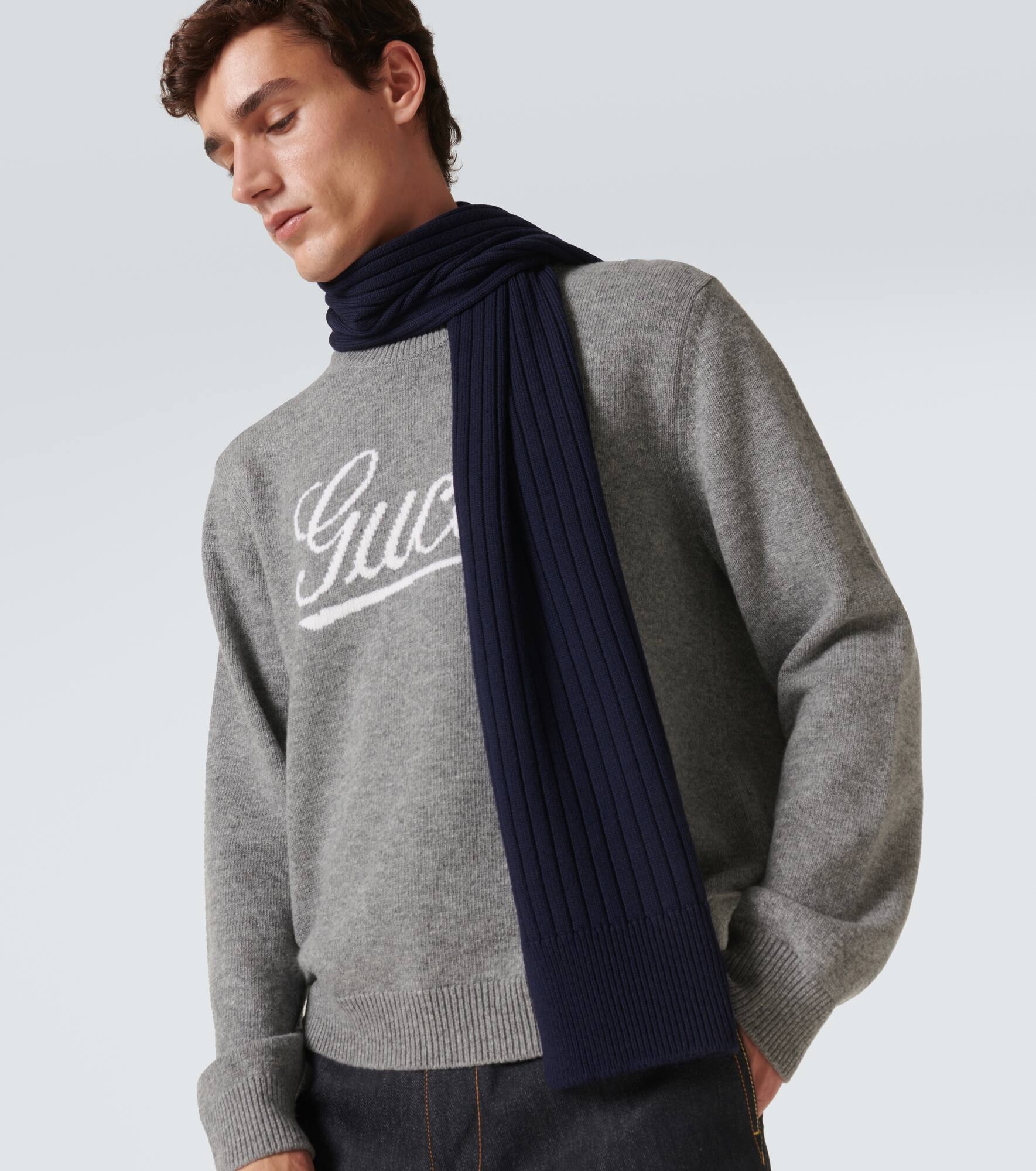 Ribbed-knit wool scarf - 2