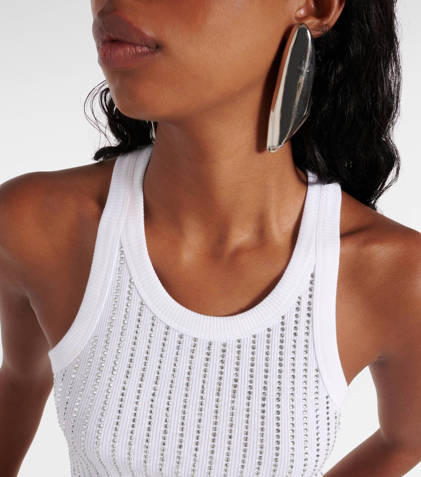 Crystal-embellished cotton tank top - 5