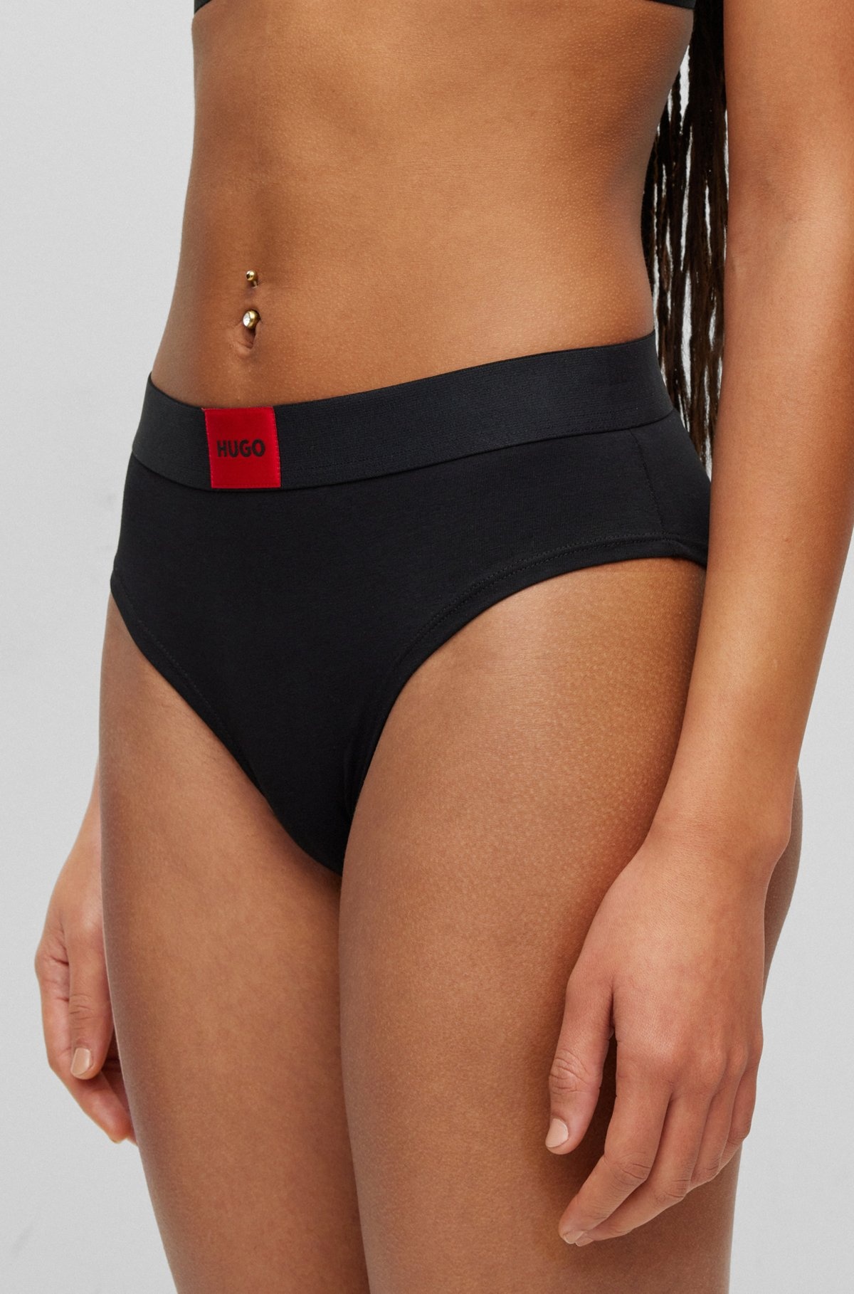 STRETCH-COTTON BRIEFS WITH RED LOGO LABEL - 3