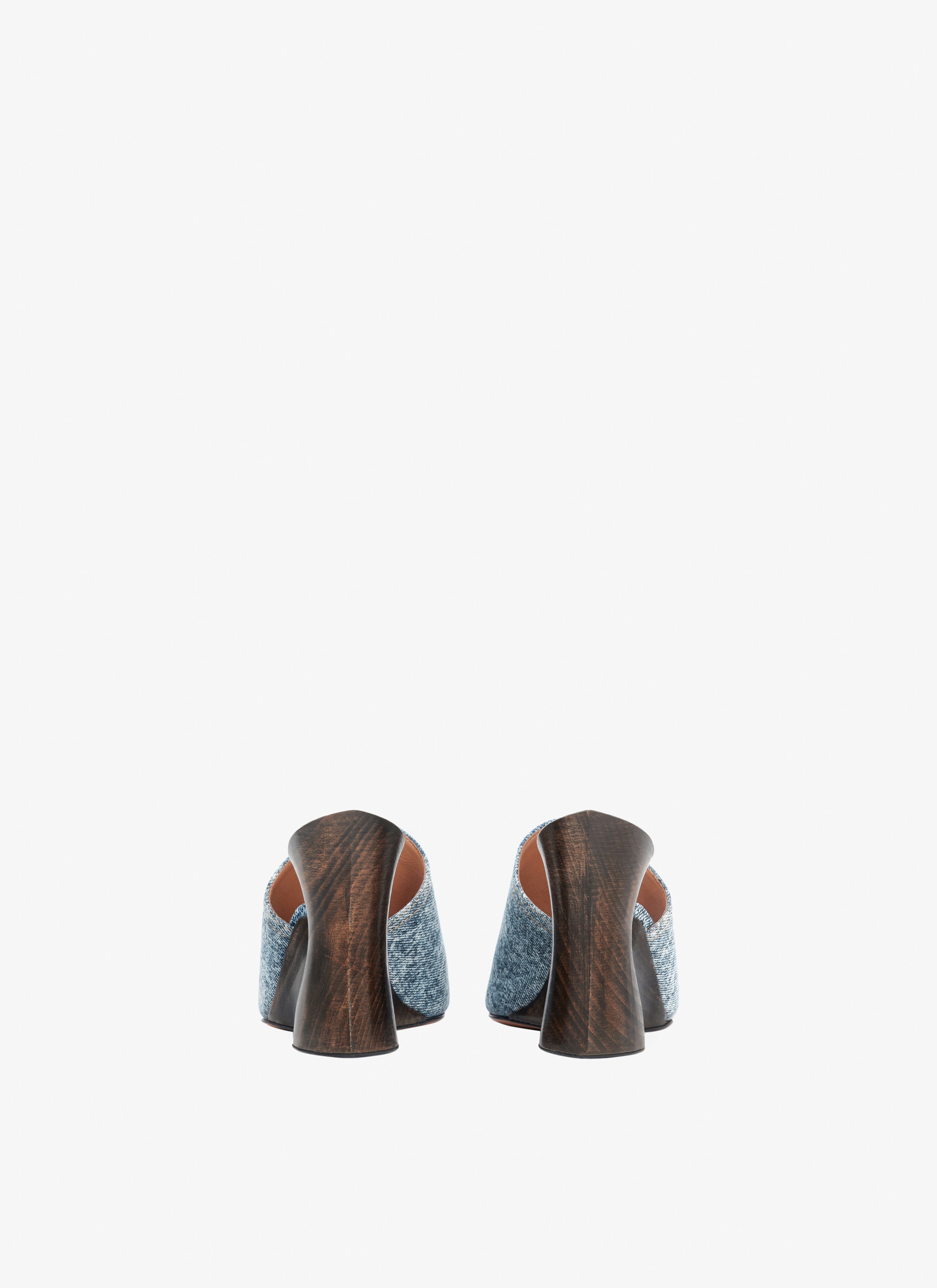 LA SCULPTURE MULES IN DENIM AND WOOD - 3