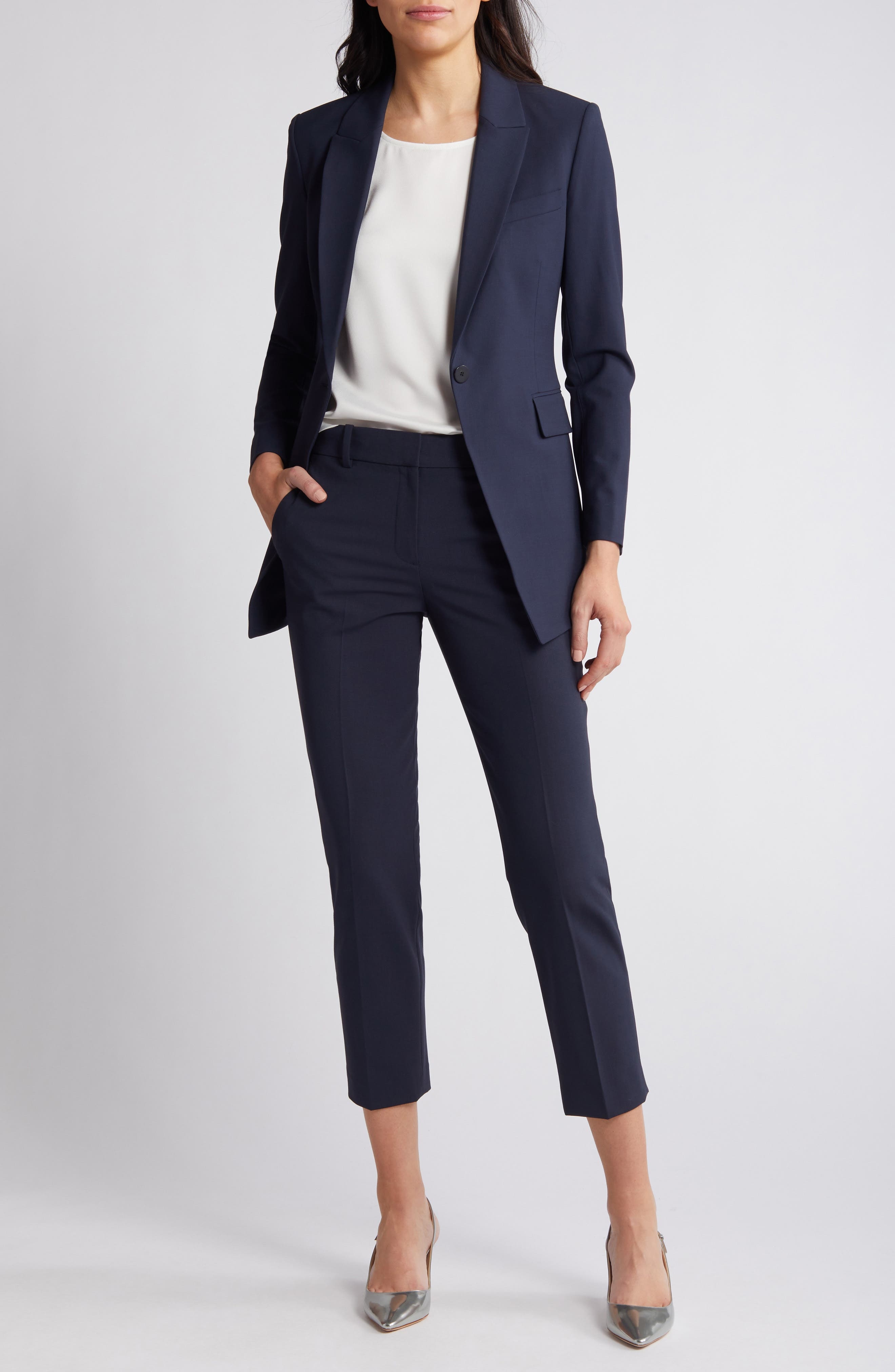 Theory Etiennette B Good Wool Suit Jacket in Nocturne Navy at Nordstrom - 7