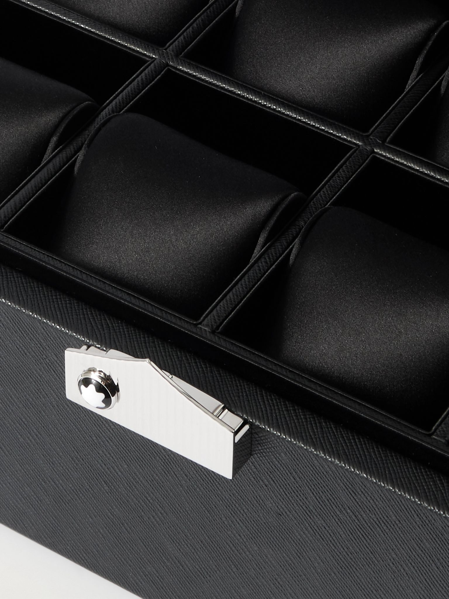 Cross-Grain Leather Eight-Piece Watch Box Black - 3