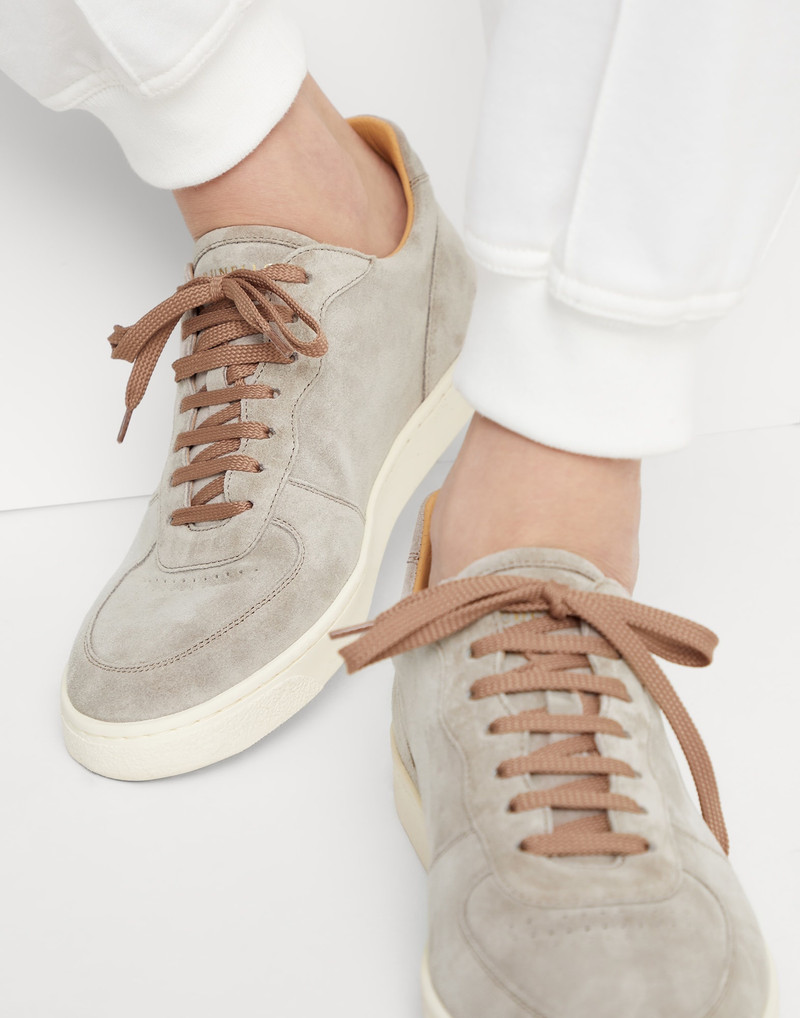 Washed suede sneakers with natural rubber sole 4