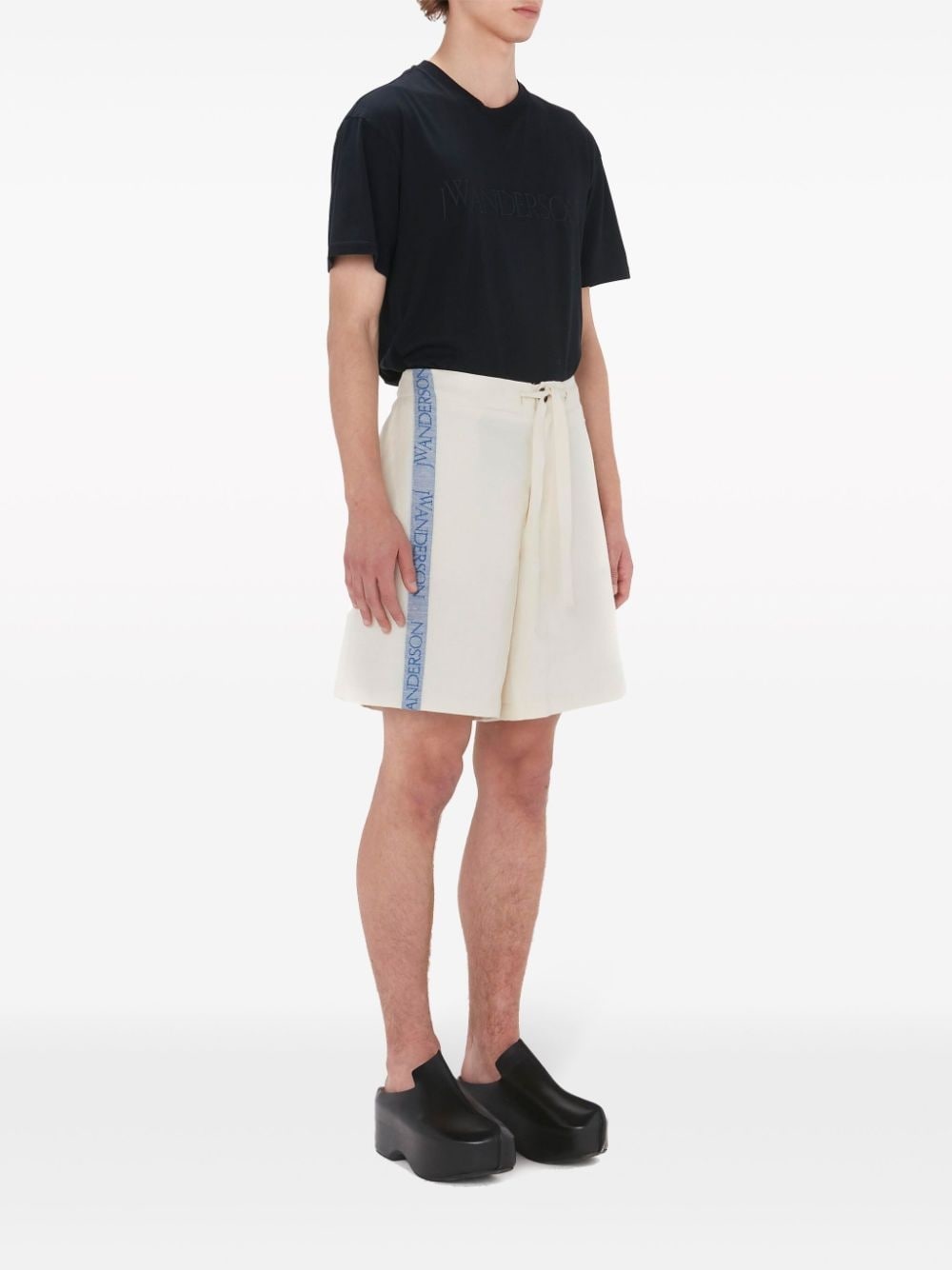intarsia-logo wide-leg shorts - 2