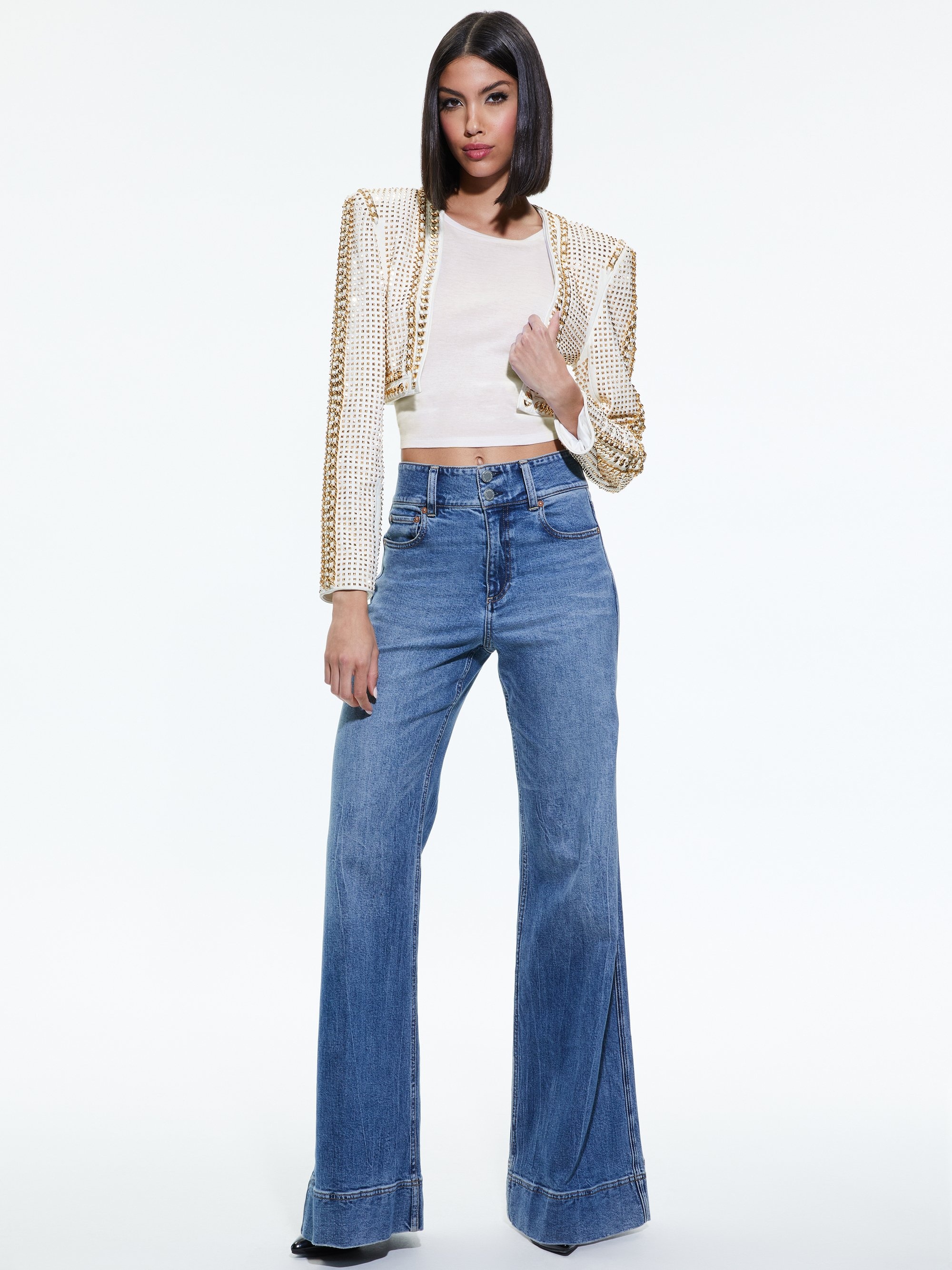 MAIRA CROPPED JACKET WITH CHAIN TRIM - 4