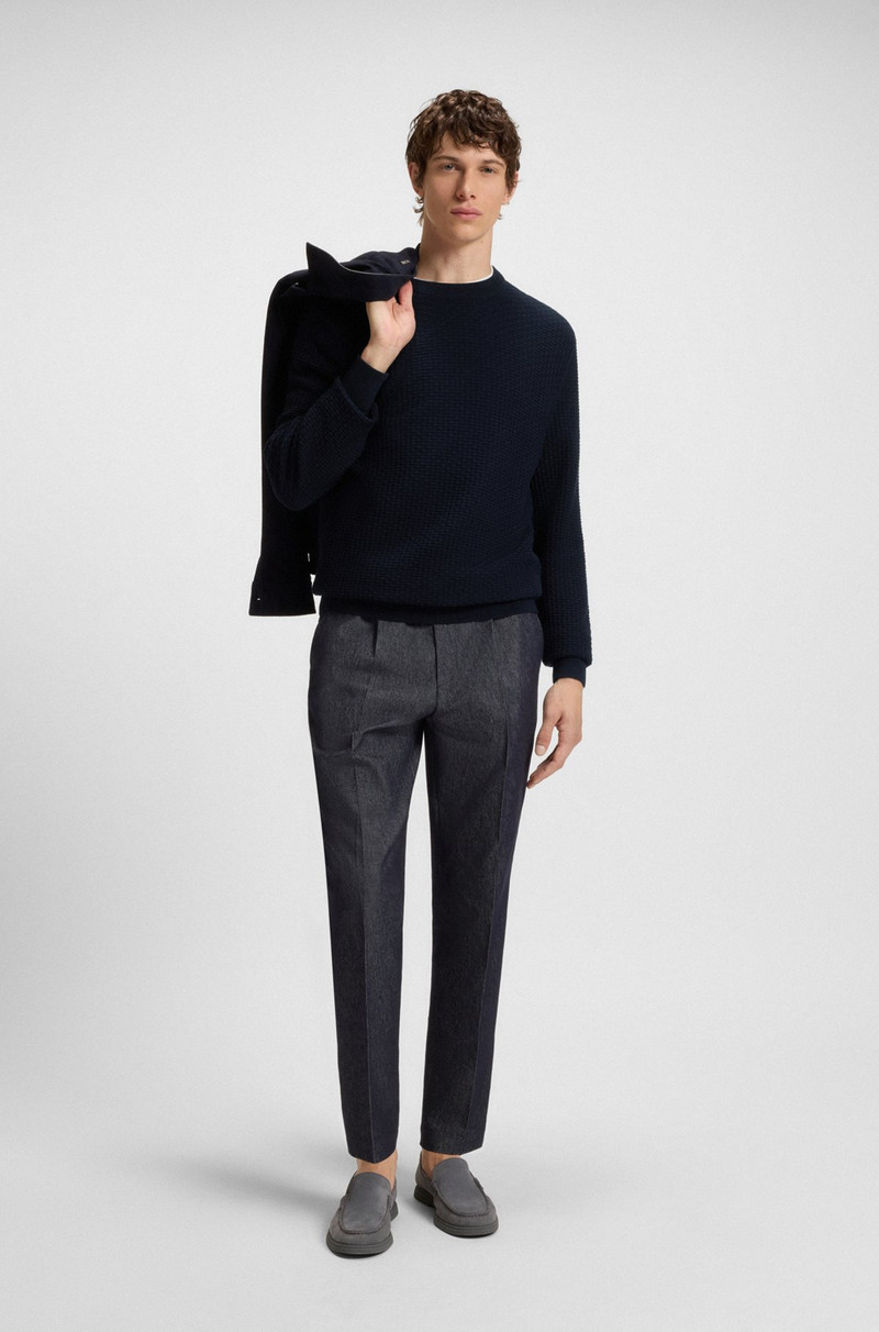 BOSS COTTON SWEATER WITH MIXED STRUCTURES outlook