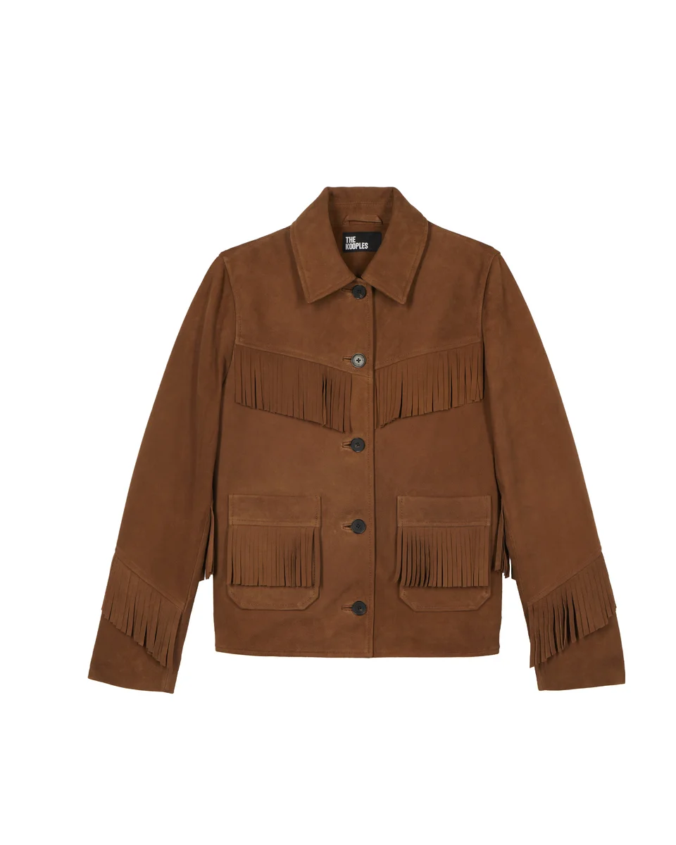 SUEDE LEATHER JACKET WITH CAMEL FRINGE - 1