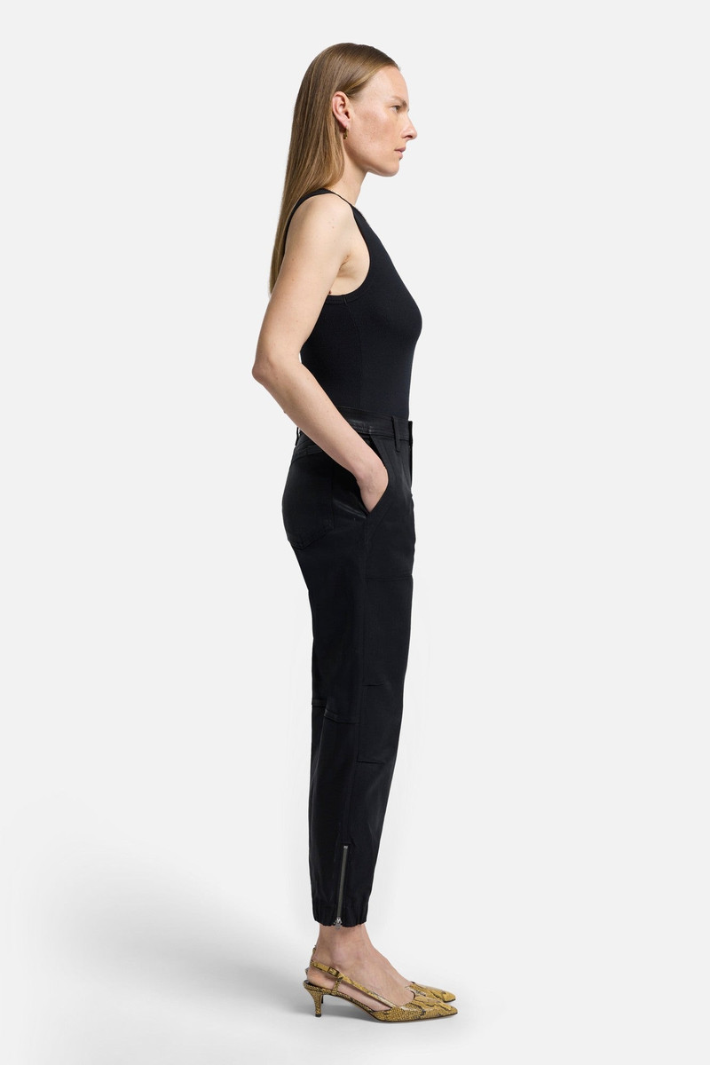 Darted Boyfriend Jogger In Coated Black 5