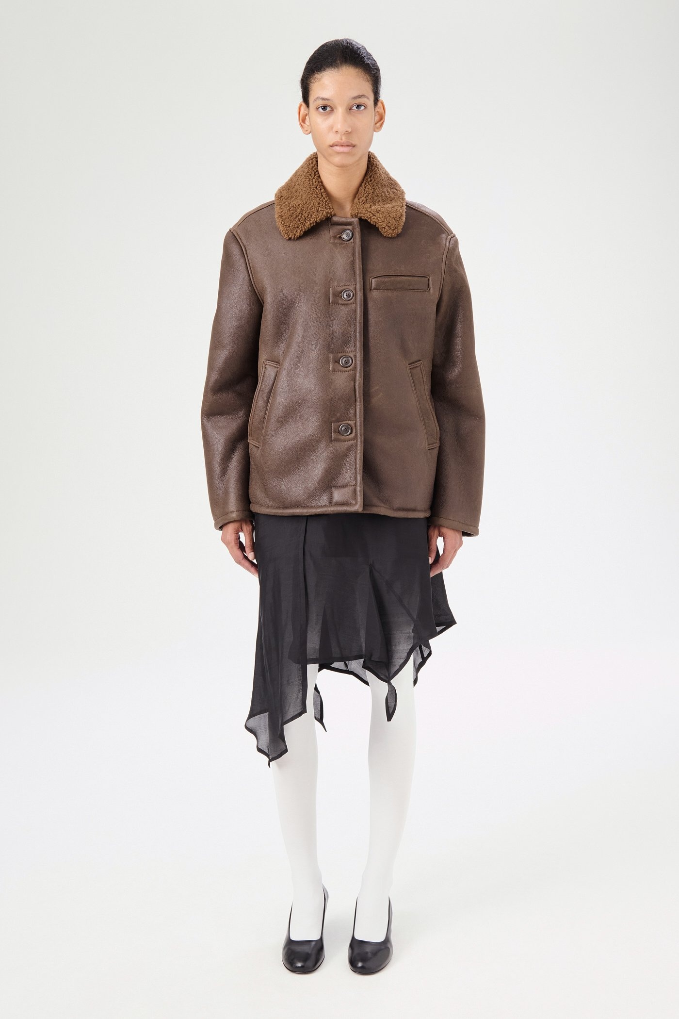 Alaska Jacket Rustic Grain Brown Shearling - 2